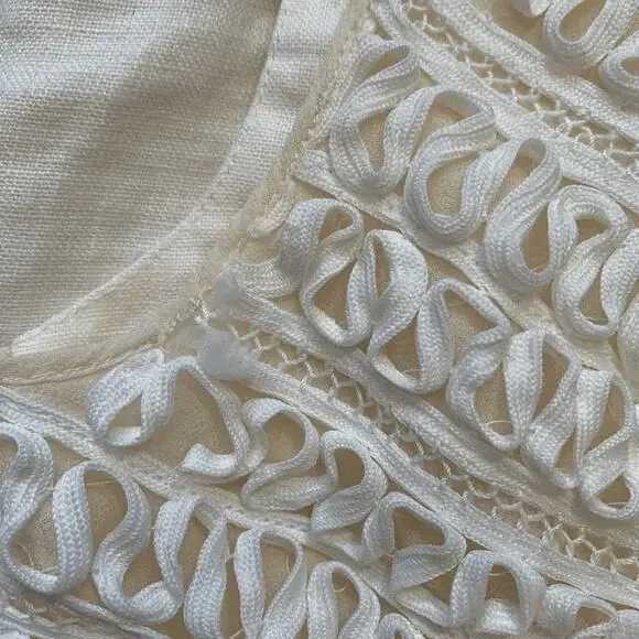 3.1 Phillip Lim Cream Linen Silk Ribbon Detail Dress Size 0 Boho Wedding - Picture 11 of 12